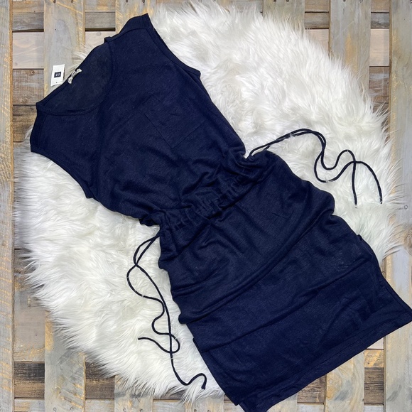 Linen! [GAP] Indigo Blue Sleeveless NWT Crewneck Maxi Dress + Pockets | Small - Picture 10 of 13